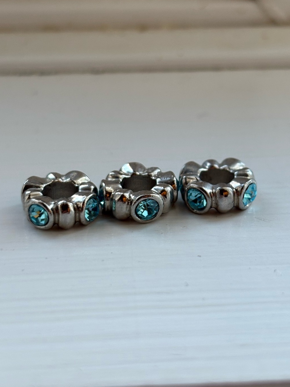 Vintage Set of 3 Blue Crystal Charm Beads